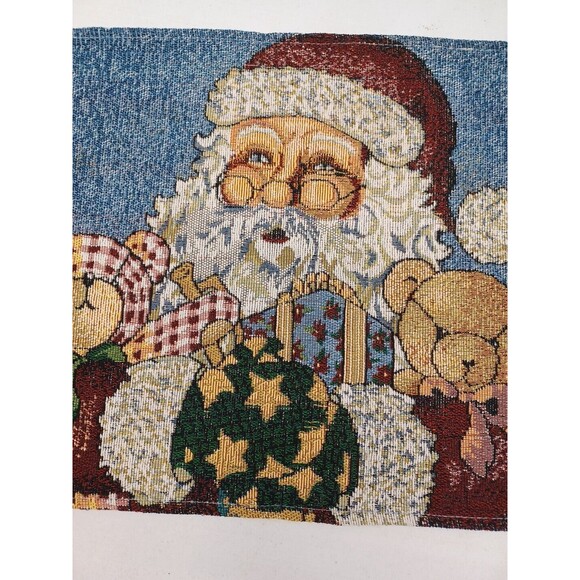 Vtg Christmas Santa Claus Teddy Bear Woven Tapestry Placemats Set of 4 - Picture 2 of 10
